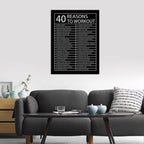 Inspirational Posters Motivational Wall Art 40 Reasons to Workout Picture Prints on Canvas Modern Home Decor Painting Artwork for Living Room Office Stretched and Framed Ready to Hang [30''W x 40''H]