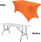2Pack Spandex Waterproof Table Covers 6ft，Spandex 6ft Waterproof Table Cover for Party,Wedding, Banquet, and Events(Orange)