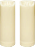 CANDLE CHOICE Waterproof Outdoor Battery Operated Flameless Candles with Auto Timer Flickering Plastic Resin Electric LED Slim Pillar Lights for Lantern Patio Garden Wedding Decorations 2”x6” 2 Pack