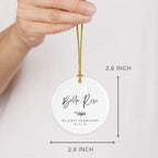 Andaz Press Personalized Round Ceramic Porcelain Christmas Tree Ornament Engagement Collectible Gift for Baby, Ava Marie Carter My First Communion 03.21.20, Antique Handdrawn, 1-Pack