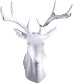 Notakia White Deer Head Wall Decor Deer Antlers Wall Sculpture Faux Taxidermy Wall Animal Head 19.69 x 11.81 x 15.75 inches (White Deer)