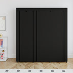 SORCEDAS Portable Closet Wardrobe Storage Organizer Metal Hanging Rack Non-Woven Fabric 50 Inch (Black)
