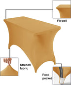 Spandex 4ft Waterproof Table Cover for Party,Wedding, Banquet, and Events(Gold)