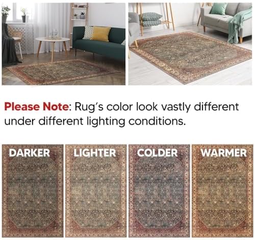 Keen Home Design 3x5 Rug - Machine Washable Entry Rug with Non-Slip Backing, Ideal for Enteryway, Kitchen, Bathroom, Laundry Room - Vintage, Easy Clean, Durable, Low Pile Rug - (3' x 5')