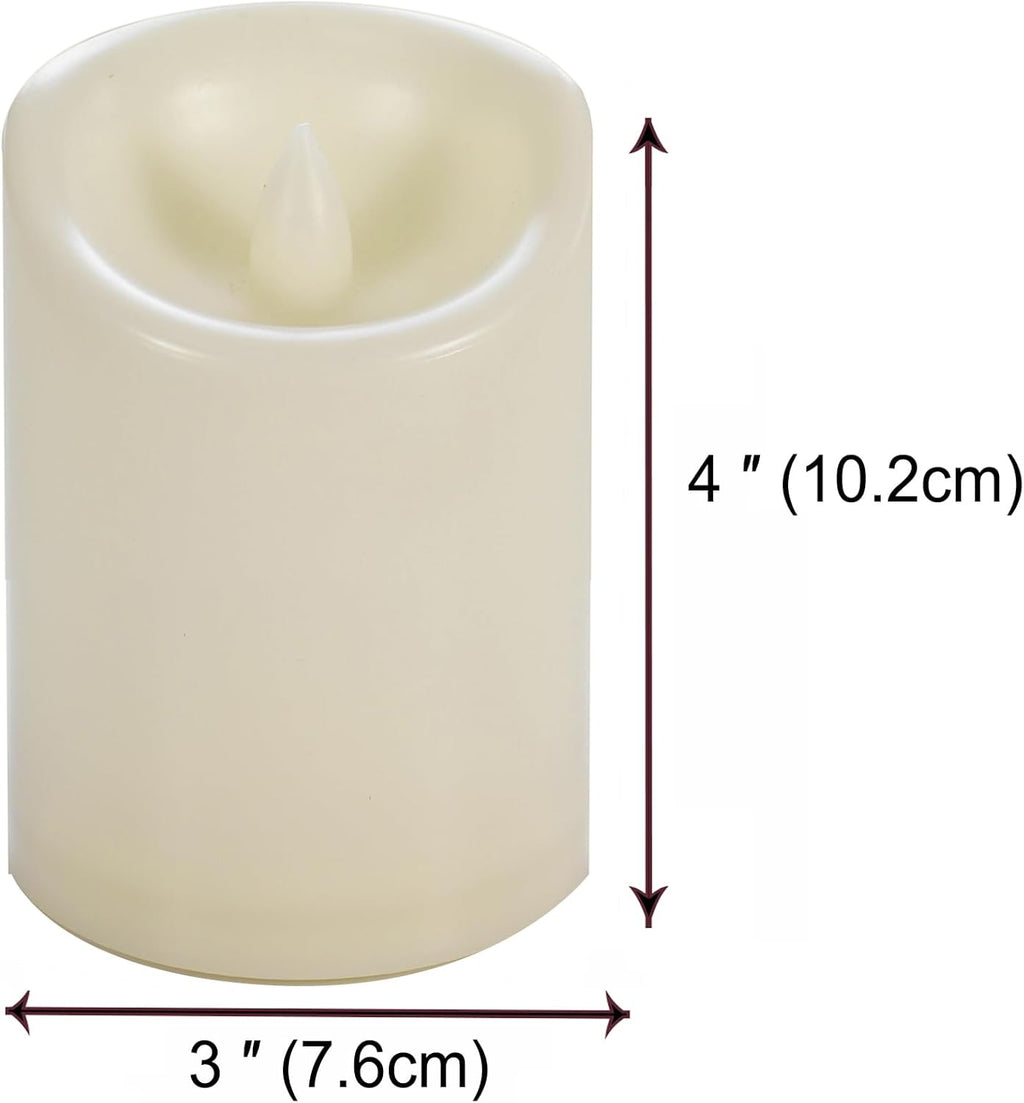 CANDLE CHOICE Waterproof Outdoor Battery Operated Flameless Candles with Timer Flickering Plastic Resin Electric LED Pillar Lights for Lantern Patio Garden Wedding Party Decorations 3x4 Inches 2 Pack
