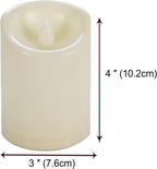 CANDLE CHOICE Waterproof Outdoor Battery Operated Flameless Candles with Timer Flickering Plastic Resin Electric LED Pillar Lights for Lantern Patio Garden Wedding Party Decorations 3x4 Inches 2 Pack