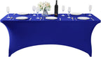 SuperO Waterproof Spandex Table Cover for 6FT Table Universal Fitted Stretch Tablecloth for Party, Banquet, Wedding and Events-Royal Blue