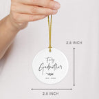 Andaz Press Custom Year Round Ceramic Porcelain Christmas Tree Ornament Keepsake Collectible Godmother Gift, Fairy Godmother Est. 2024, Antique Handdrawn, 1-Pack
