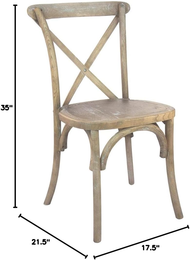 EMMA + OLIVER 2-Pack Medium Natural with White Grain X-Back Chair