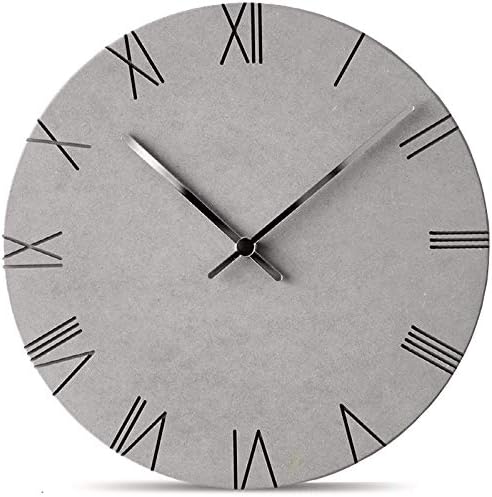 Stephanie Imports Modern Minimalist Concrete Hiding Gray Silent Wall Clock (Roman Numerals)