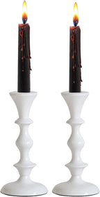 Rely+ White Candle Holders Set of 2 Decorative Centerpiece Table Candlesticks Holders for Taper Candles Home Decor Candle Holders for Dinner Party Wedding Decorations