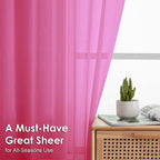 Hot Pink Sheer Curtains 54 Inches Long 2 Panels - Image 2