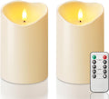 Homemory 4"x6" Outdoor Waterproof Flameless Candles with Timers and Remote Control, Battery Operated Candles, LED Plastic Candles, Dark Ivory, Set of 2