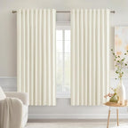 MIULEE Cream Back Tab Blackout Curtains 52x63 Inches Long 2 Panels Set | Rod by MIULEE