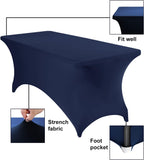 2Pack Spandex Waterproof Table Covers 6ft，Spandex 6ft Waterproof Table Cover for Party,Wedding, Banquet, and Events(Navy)