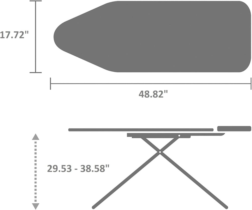 Brabantia - Ironing Board C - Extra Large Steam Unit Holder - Adjustable in Height - Non-Slip Rubber Feet - Cotton Cover with Foam Layer - Foldable XL Unit - Titan Oval - 49 x 18 inches