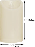 Waterproof Outdoor Battery Operated Flameless Candles with Auto Timer Flickering Plastic Resin Electric LED Pillar Lights for Lantern Patio Garden Wedding Party Decorations 3x5 Inches Ivory 2 Pack