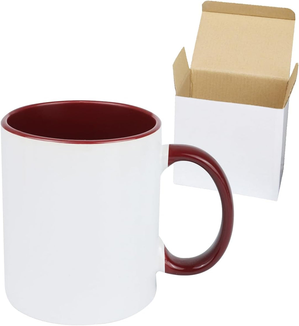 11oz White Ceramic Sublimation Coffee Mug in White Gift Box, 6 New Mixed Colors, Case of 36