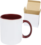 11oz White Ceramic Sublimation Coffee Mug in White Gift Box, 6 New Mixed Colors, Case of 36