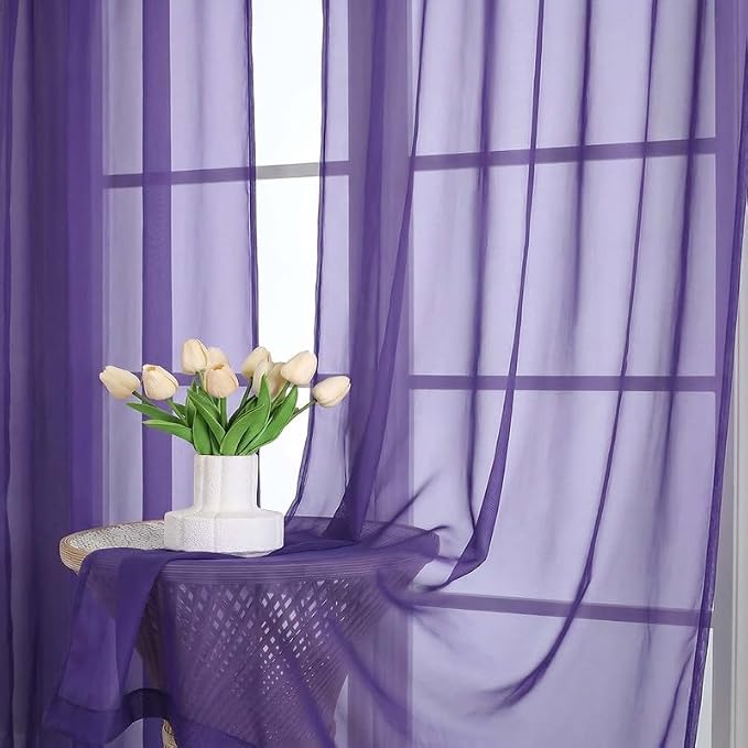 Purple Sheer Curtains 78 Inches Long 2 Panels - Image 5