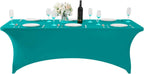 Spandex Table Cover for 8FT or 4ft or 6ft Table Universal Fitted Stretch Tablecloth for Party, Banquet, Wedding and Events-Turquoise