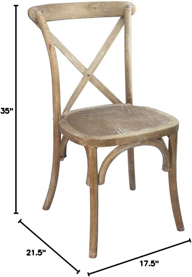 EMMA + OLIVER Natural with White Grain X-Back Chair