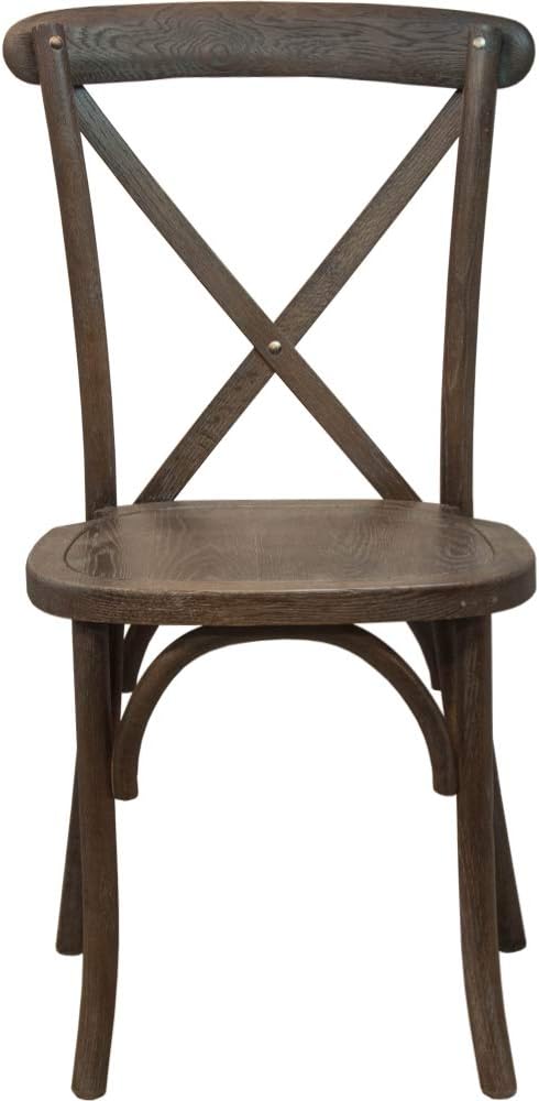 EMMA + OLIVER 2-Pack Gray Wash Dark Driftwood X-Back Chair