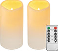 2PACK Outdoor Plastic flameless Candles with Remote Control and Timer, LED Flickering Battery Operated Electric Pillar Candles (D3 xH5.5) for Camping, Weddings, Home Decoration