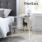 ONELUX 1626 Acrylic Bedside nightstand with Additional Shelf,Lucite Occasional Sofa Tables, Clear