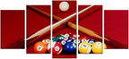 Biuteawal Playing Pool Table Billiard Balls Picture Canvas Wall Art Sport Giclee Prints Snooker Photo Painting for Home Game Room Club Bar Wall Decoration