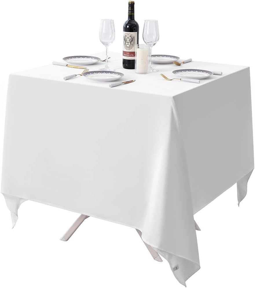 Surmente White Square Tablecloth-52x52 Inch Table Cloth for Small Square Tables,Washable Polyester Table Cover for Weddings, Banquets, or Restaurants
