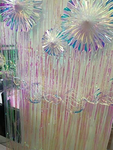 Iridescent Hanging Decorations Round Foil Decorative Folding Fans Rainbow Shine Party Ornaments for Bridal Shower Wedding Birthday Frozen Theme Party Decorations