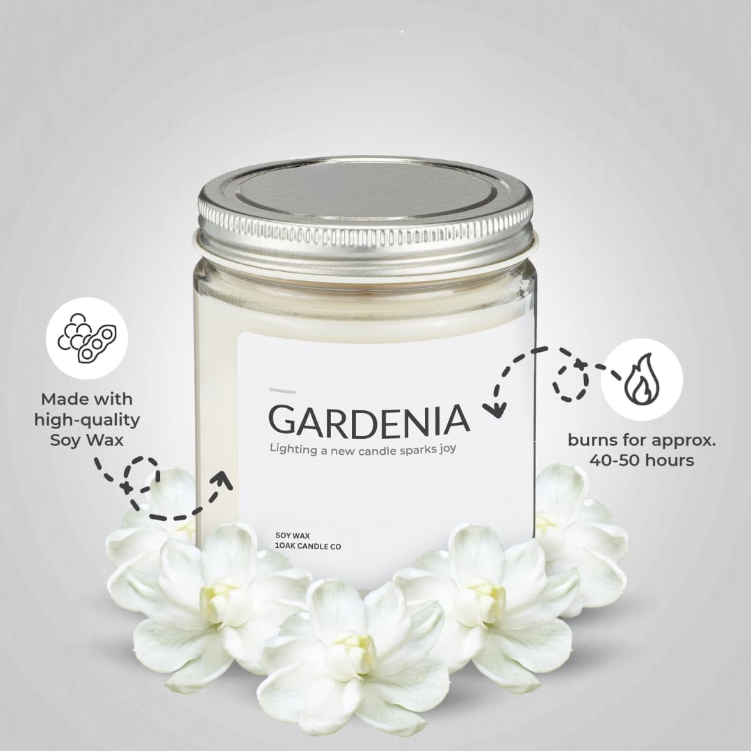 1OAK Soy Wax Scented Candles (Gardenia) - Long Burning Premium Hand-Poured (7oz.)