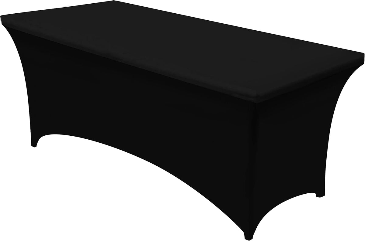 Utopia Kitchen 8FT Spandex Tablecloth [1 Pack, Black] 200 GSM Stretch, Fitted, Washable and Wrinkle Resistant Table Cloth Rectangle Cover for Trade Shows, Wedding, Parties [96Lx30Wx30H Inch]