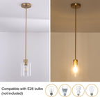 Brass Pendant Lights Kitchen Island - Gold Clear Glass Pendant Light Fixture Multiple Stems Rods 3 Units 12 Inch 3 Units 4 Inch (3 Pack Brass)