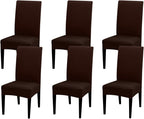 JQinHome 6 Pcs Dining Chair Slipcover,High Stretch Removable Washable Chair Seat Protector Cover for Home Party Hotel Wedding Ceremony (Pack of 6, Coffee)