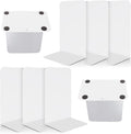 VONDERSO Metal Bookends, 4 Pairs White Metal Book Ends Heavy Duty for Shelves Decor Home Office, Unique White Bookends Supports Anti-Slip for Kids