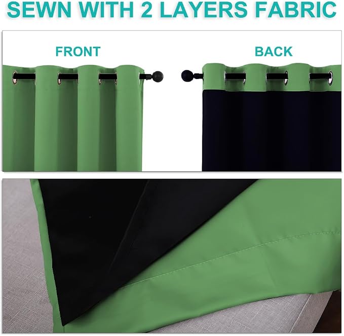 NICETOWN Blackout Curtains 84 inches Long, 2 Pieces, Forest Green, Full Light - Image 5