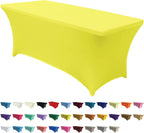 ABCCANOPY 6 FT Yellow Spandex Table Cover Stretch Fitted Wrinkle Resistant Tablecloth Reuse for Rectangular Folding Table Patry Event Wedding Banquet