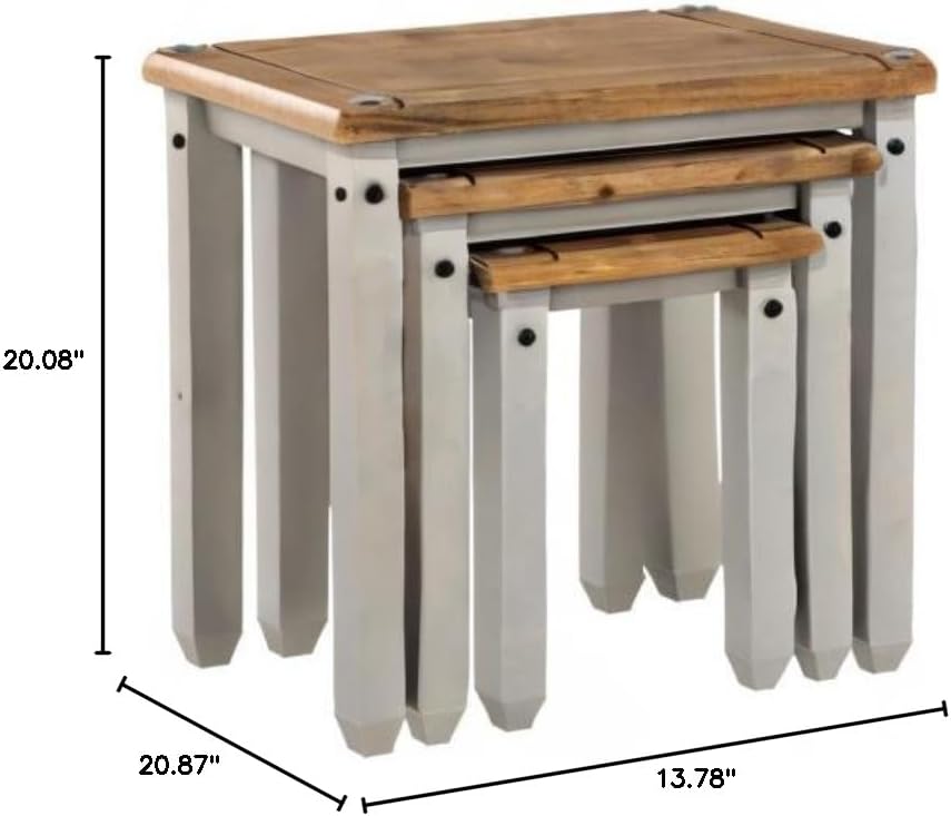 Wood Nest of 3 Tables Corona Gray