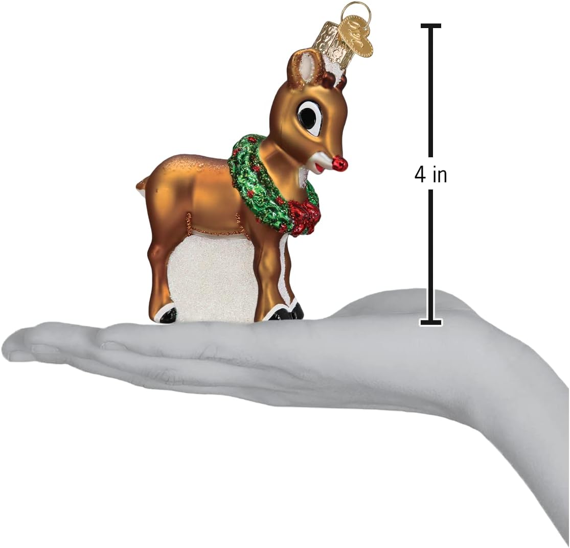 Old World Christmas Rudolph The Red-Nosed Reindeer Glass Blown Ornament for Christmas Tree