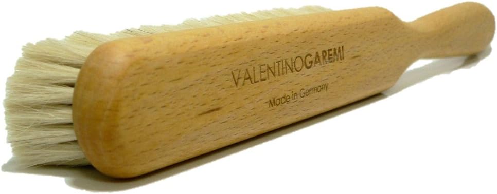 Valentino Garemi Ultra-Soft Goat Hair Cleaning Brush | for Elegant Delicate Flat Fabrics Suits, Jacket, Coats or Couch | Remove Dandruff, Dust, Pet Hair | Made in Germany