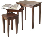 Pemberly Row 3-Piece Transitional Solid Wood Nesting Tables in Antique Walnut