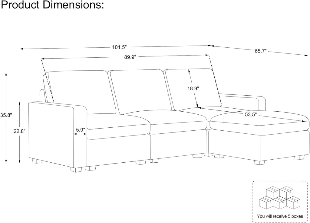 Belffin Modular Sectional Sofa with Storage Ottoman, Oversized Cloud Couch Sectional with Extra Deep Seat, Convertible L Shaped 4 Seater Sectional Couches for Living Room, Plush Corduroy Black