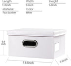 PRANDOM Collapsible Storage Box with Lid [1-Pack] Leather Fabric Foldable Storage Bin Organizer Container Basket Cube with Cover for Home Bedroom Closet Office Nursery White (13.6x9.6x6.9)
