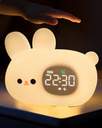 Bunny Alarm Clock for Kids with Night Light, Sleep Training Clock Time to Wake Clock, Rechargeable Silicone Light for Bedroom, Perfect Sleep Companion for Boys Girls