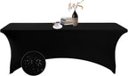 Spandex 8ft Waterproof Table Cover for Party,Wedding, Banquet, and Events(Black)