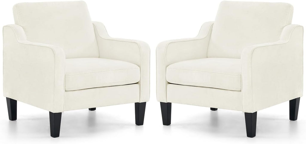 VINGLI Mid Century Modern Accent Chairs Set of 2, Comfy Armchair Chenille Sofa Upholstered Side Reading Chair for Living Room, Bedroom, Play Room, Apartment, Office