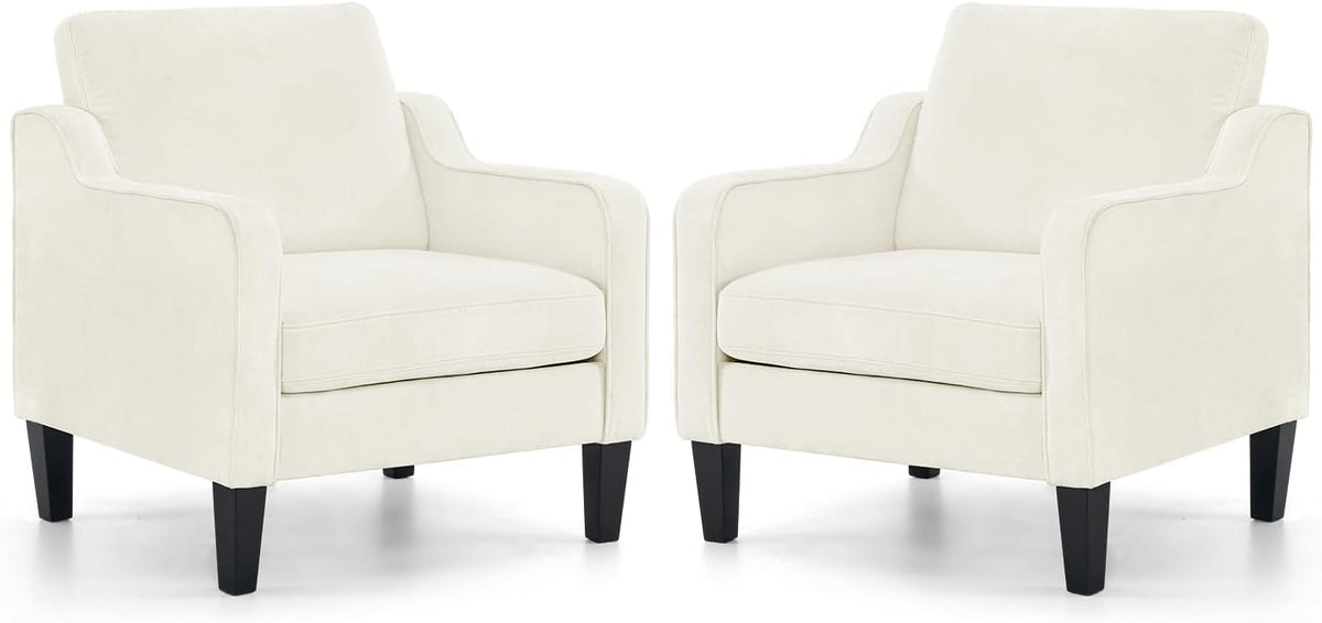 VINGLI Mid Century Modern Accent Chairs Set of 2, Comfy Armchair Chenille Sofa Upholstered Side Reading Chair for Living Room, Bedroom, Play Room, Apartment, Office
