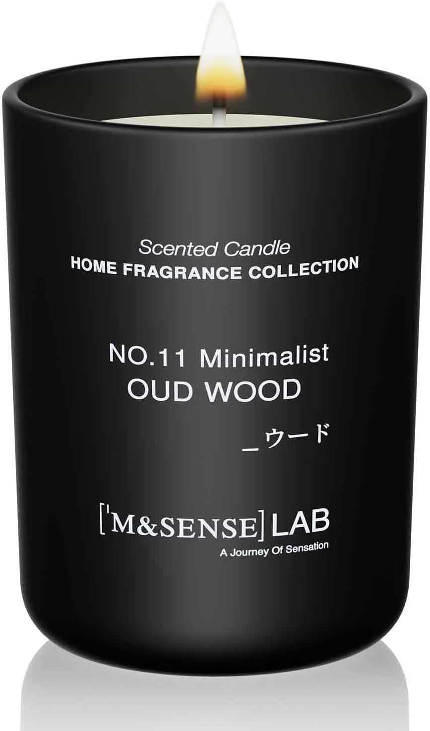 M&SENSE Natural Soy Candle| Oud Wood | 8.82 oz, 50H Burn | Minimalist Scented Candle for Relaxation, Gifting, Home Décor | for Bedroom, Office, Party Medium